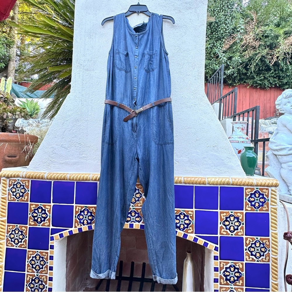 Morgan City 4 Front Pockets Jumpsuit Navy Blue Size L